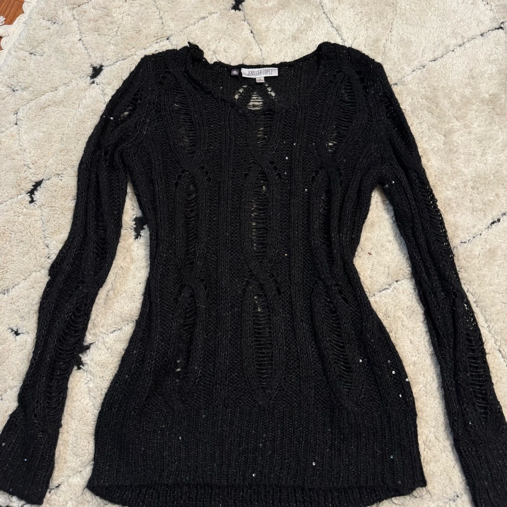 Jennifer Lopez Black Knit Sweater